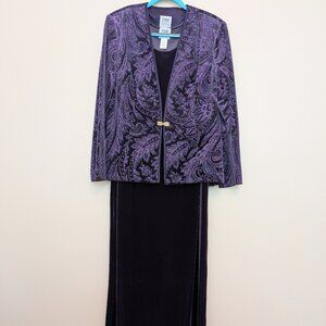 R&M Richards purple velvet 2 piece formal dress and jacket EUC 12